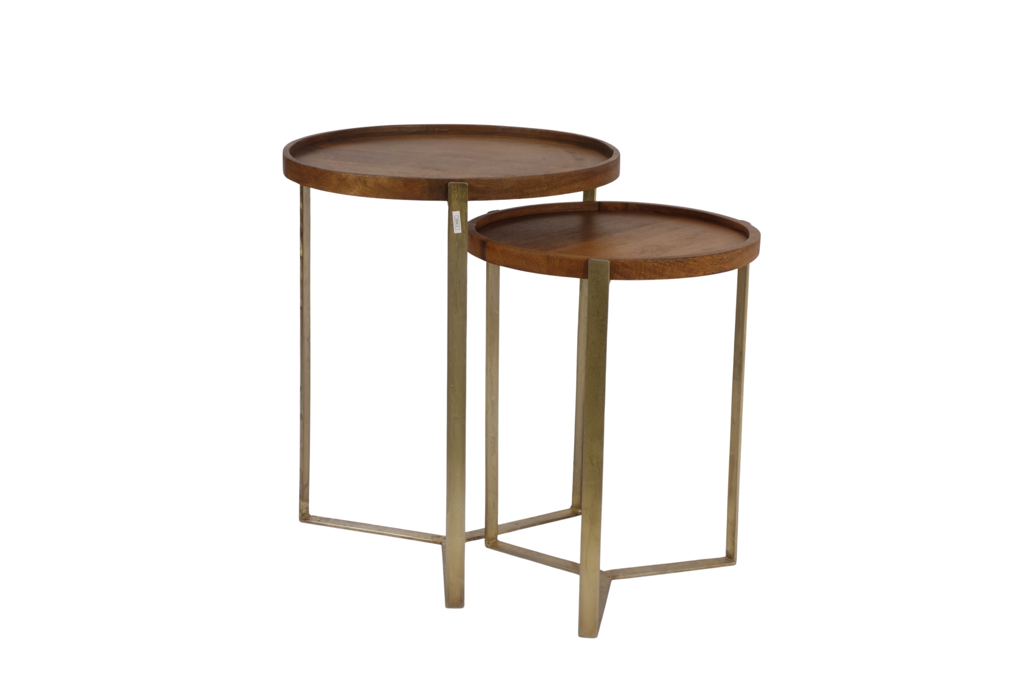 Iron Set of 2 tables with round wood tops