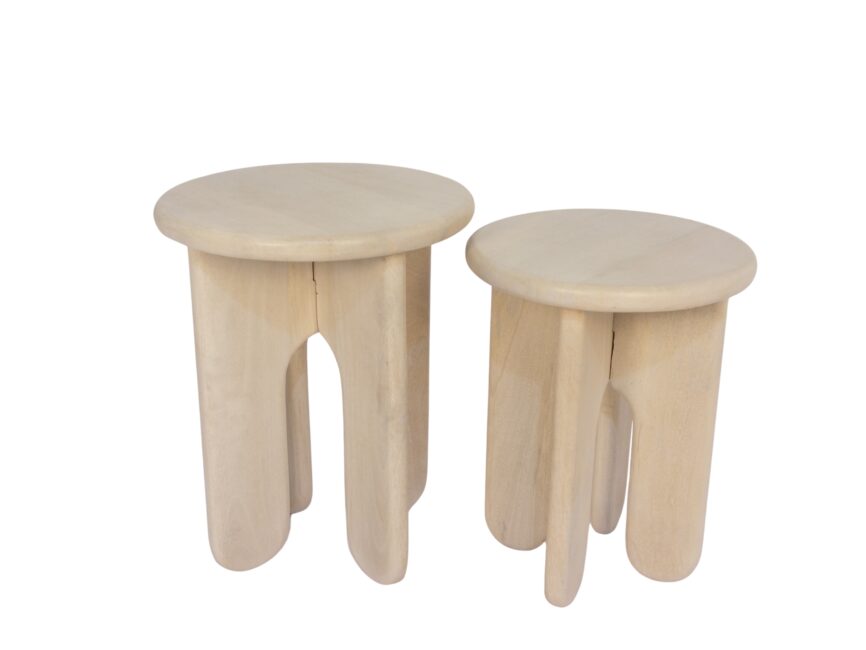 Wooden curve design set of 2 tables
