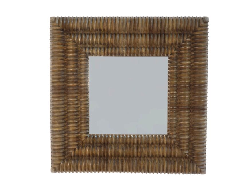 Wooden ring carved 3 step square mirror