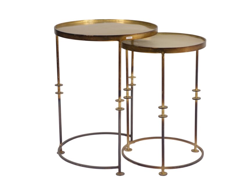 Iron disc design sheet top set of 2 tables