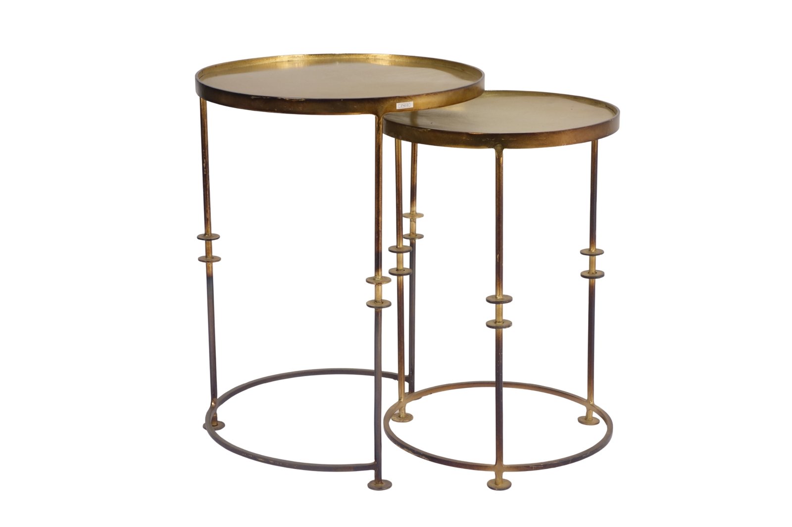 Iron disc design sheet top set of 2 tables