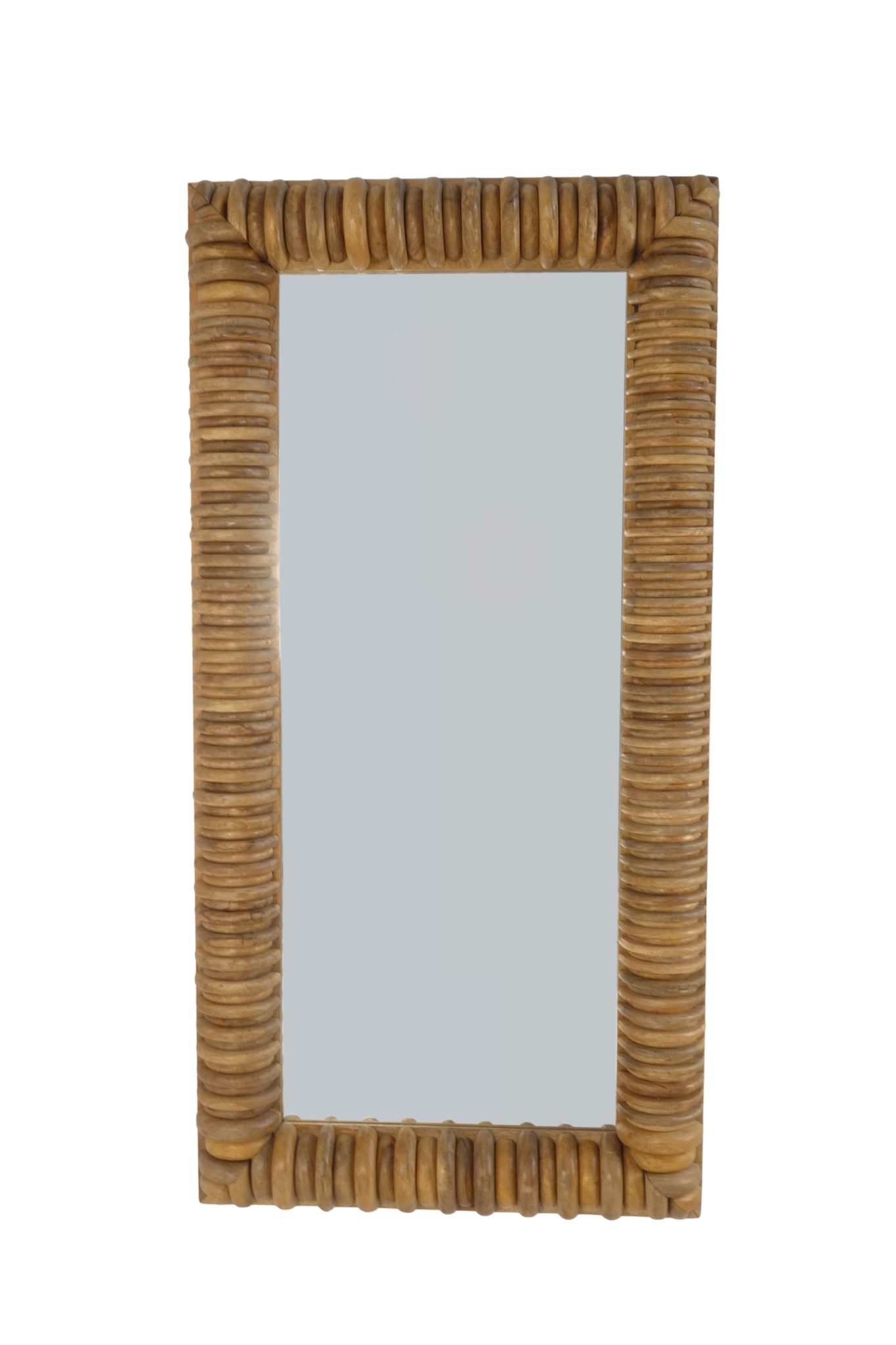 Wooden Half round multi line carved tall mirror