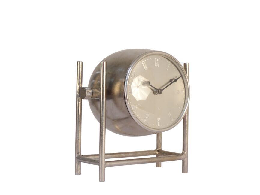 Iron round clock on forged square base