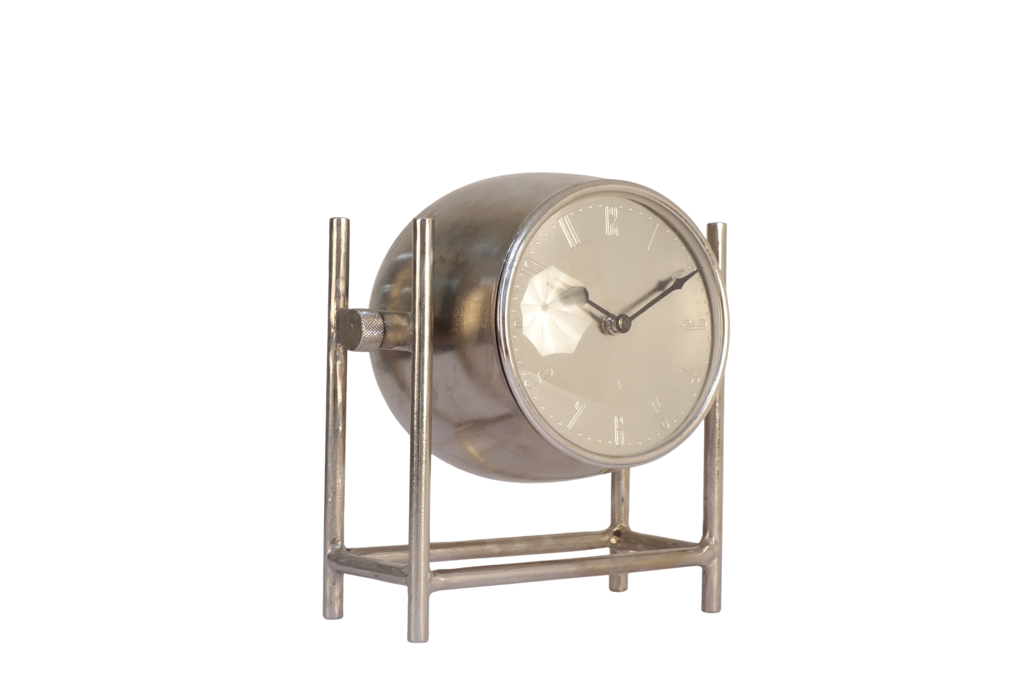 Iron round clock on forged square base