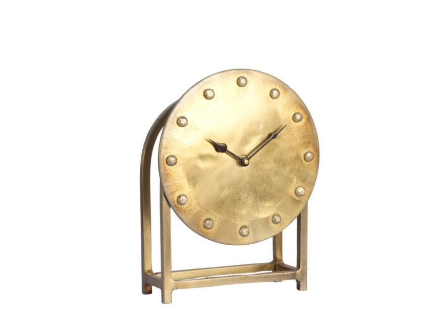 Iron rivet design clock on dome design base