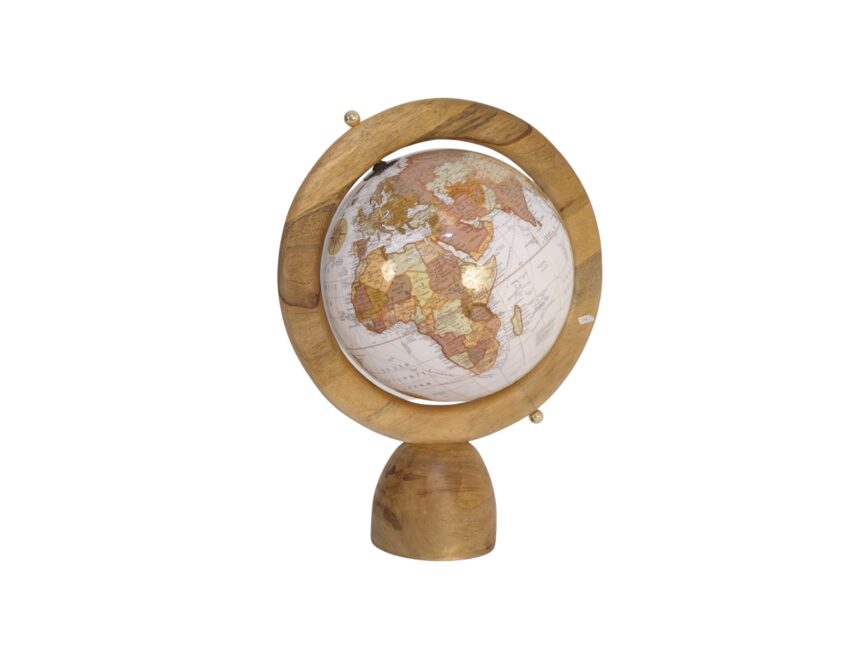 Globe on wooden ring design base