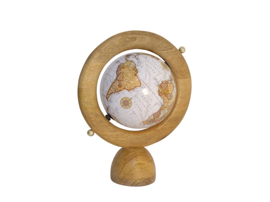Globe on wooden ring design base