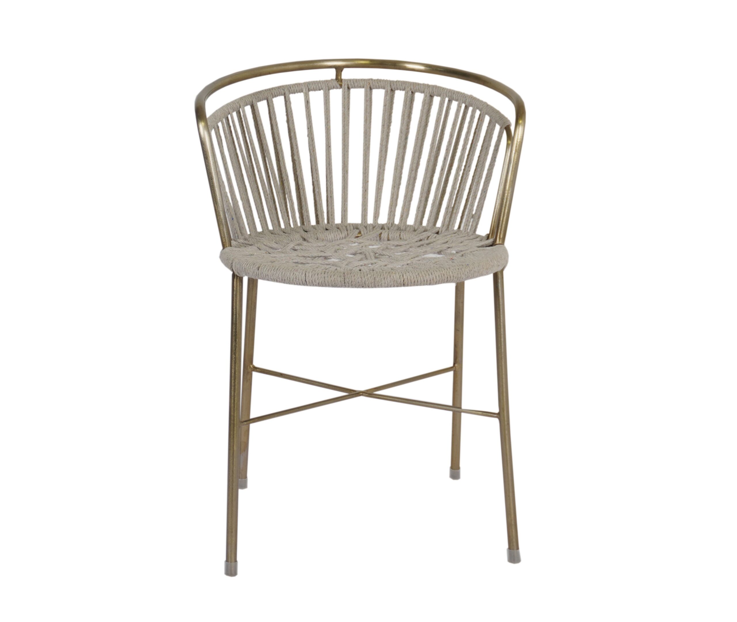 Iron chair with weaved cotton thread