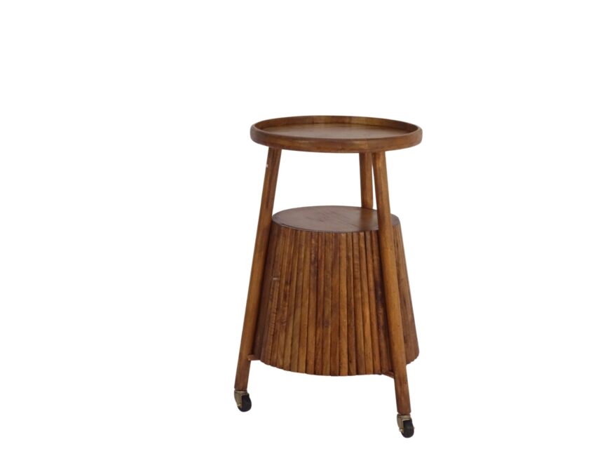 Wooden Round trolley with 2 door cabinet
