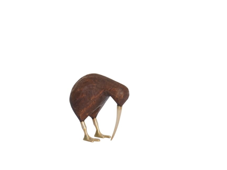 Wooden Kiwi with brass Leg and beak