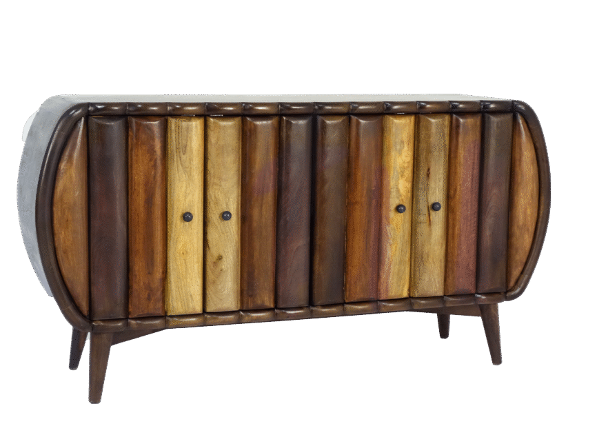 Wooden scallop design multi finish 4 door sideboard