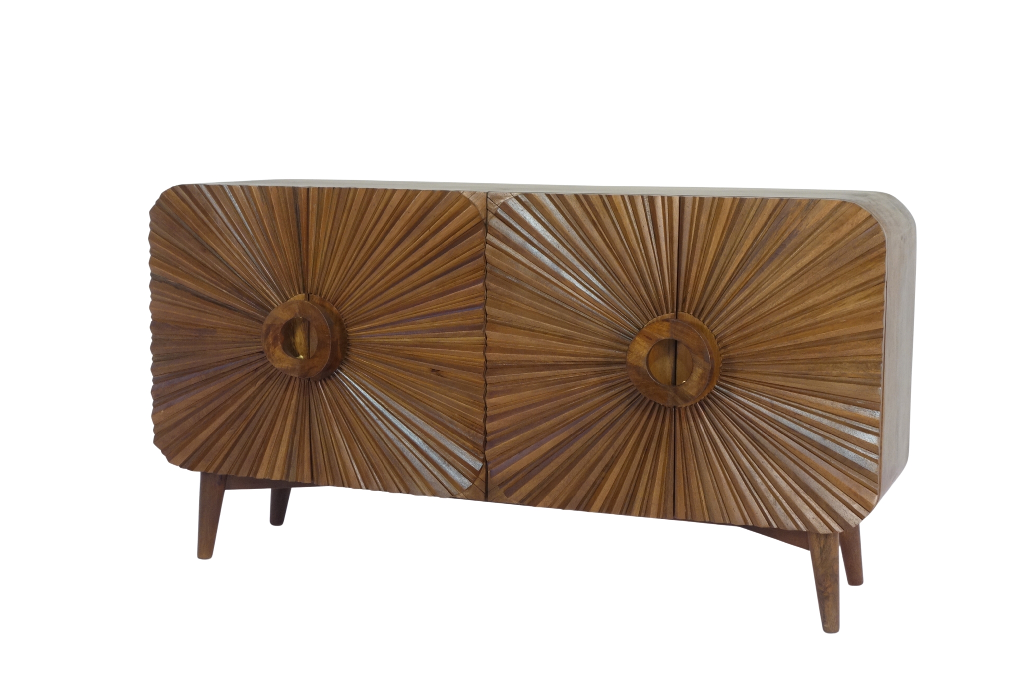 Wooden sunburst design 4 Door sideboard