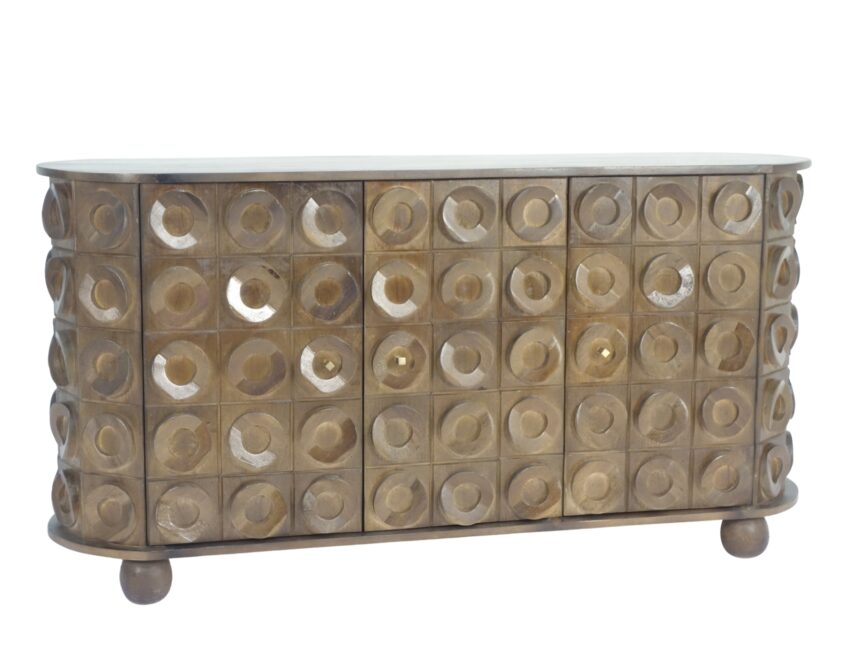 Wooden carved ring Design 3 Door Side Board