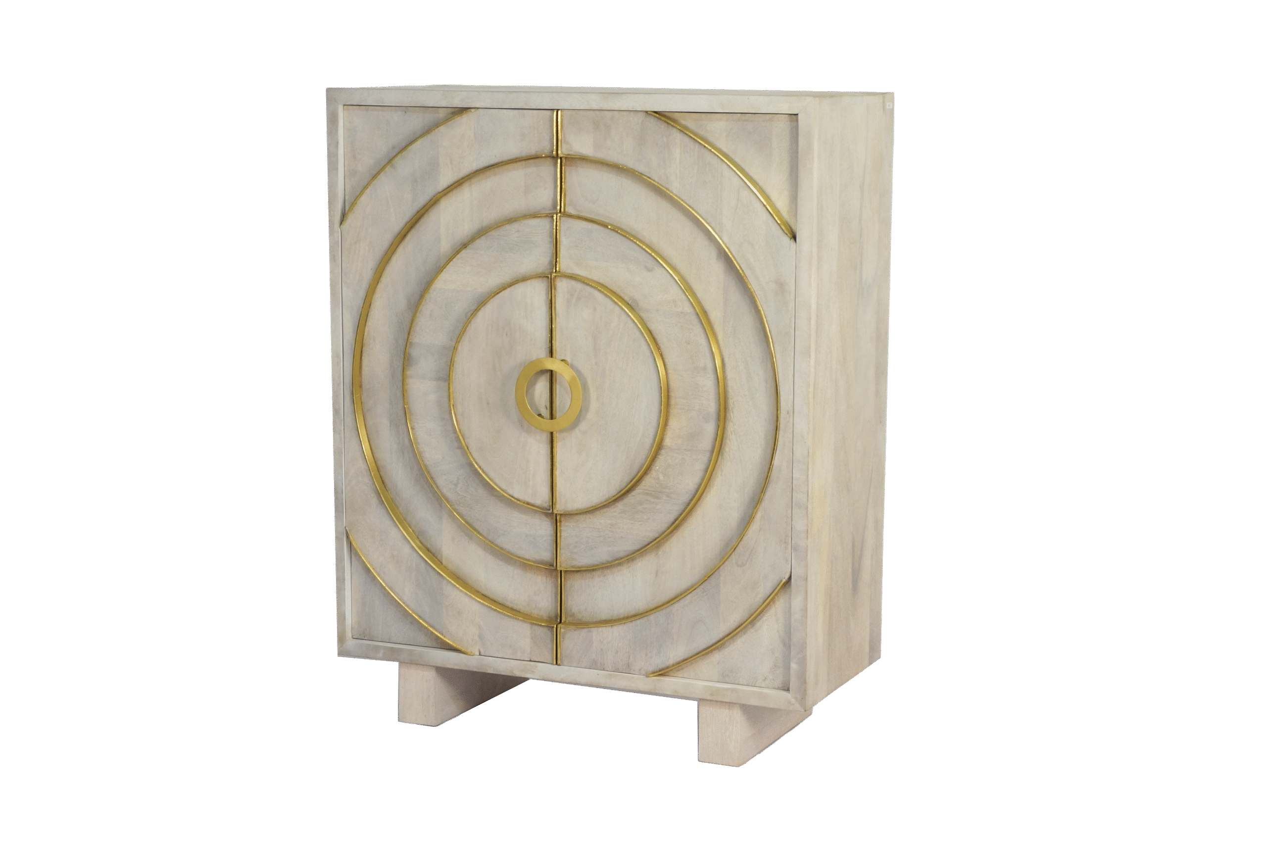 Wooden 2 Door Ring Design Cabinet
