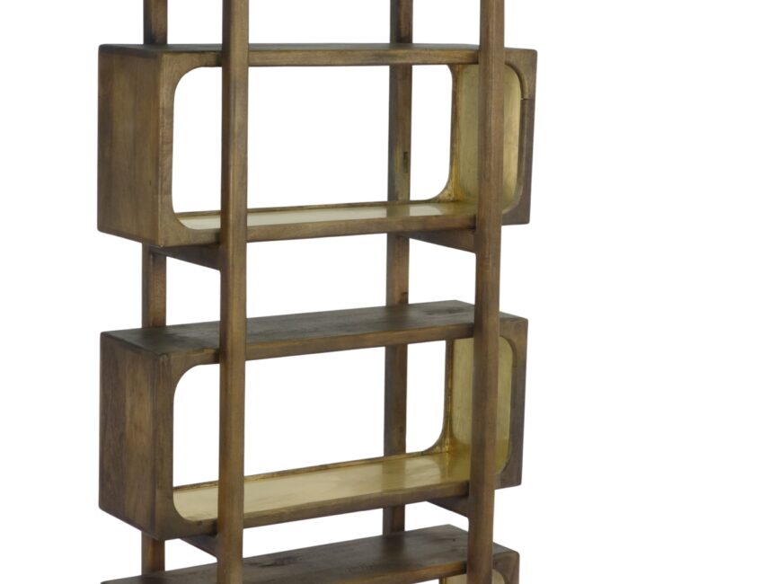Wooden tall rectangular cube design shelf