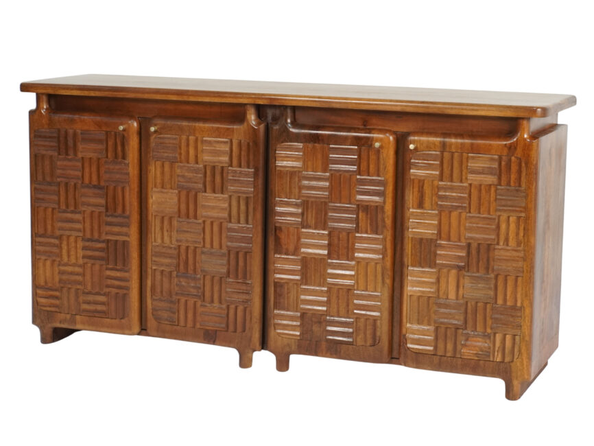 Wooden carved parqutery design 4 door sideboard