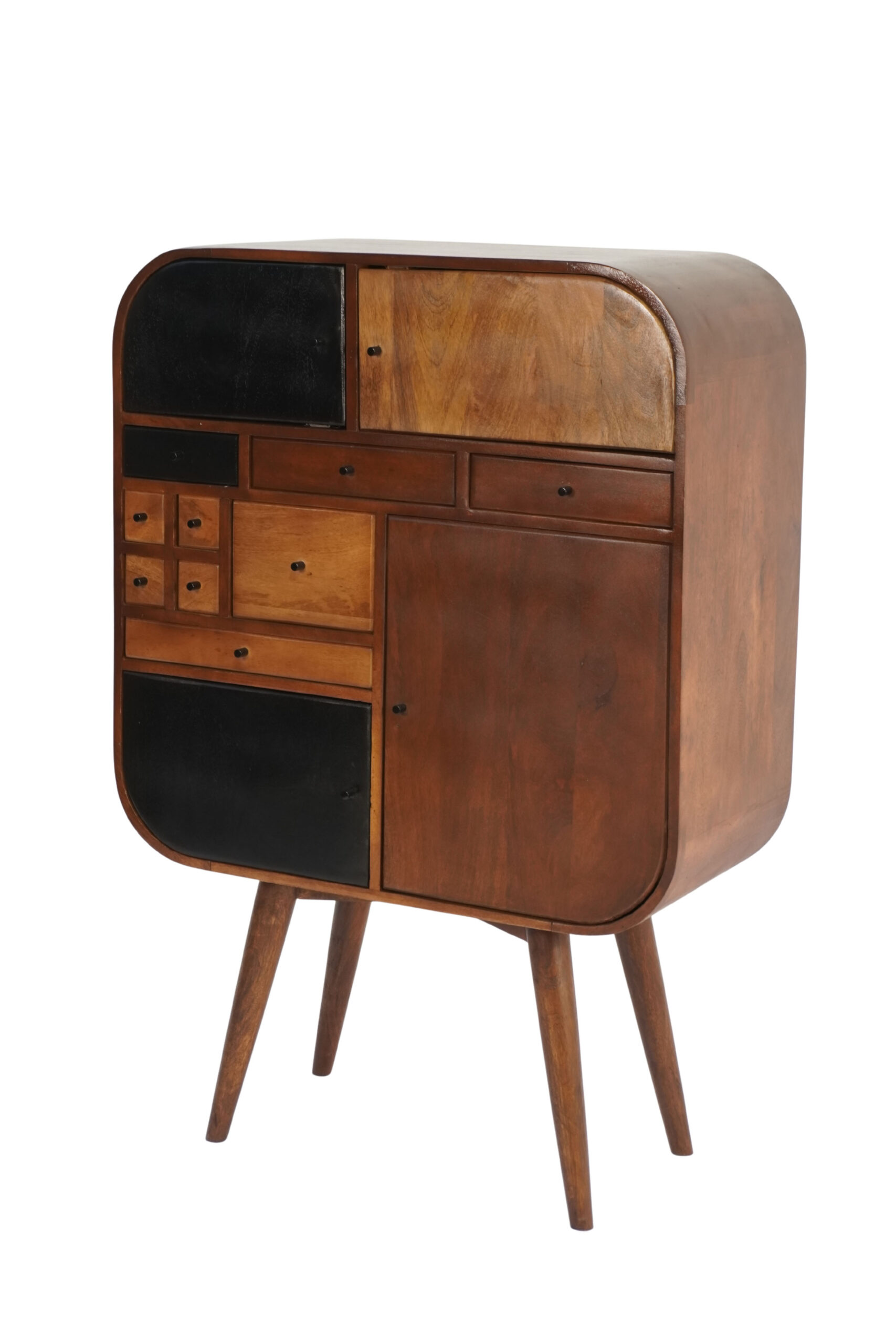 Wooden multi door and drawer cabinet on stand