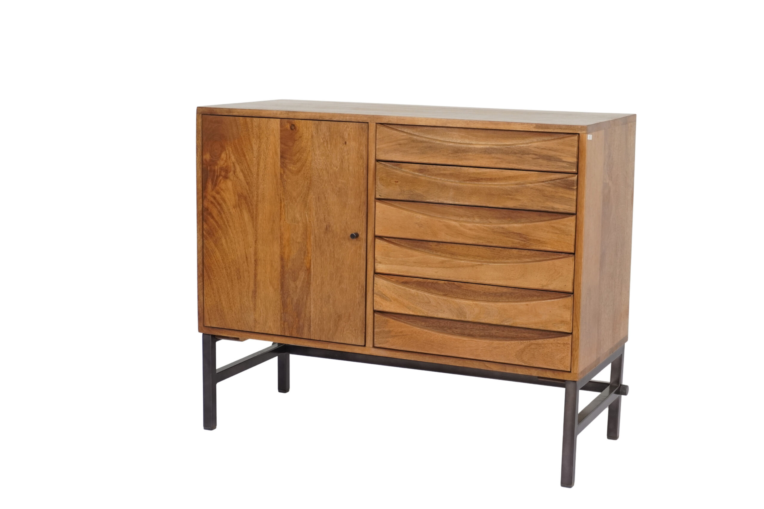 Wooden 1 door cabinet with multiple drawers