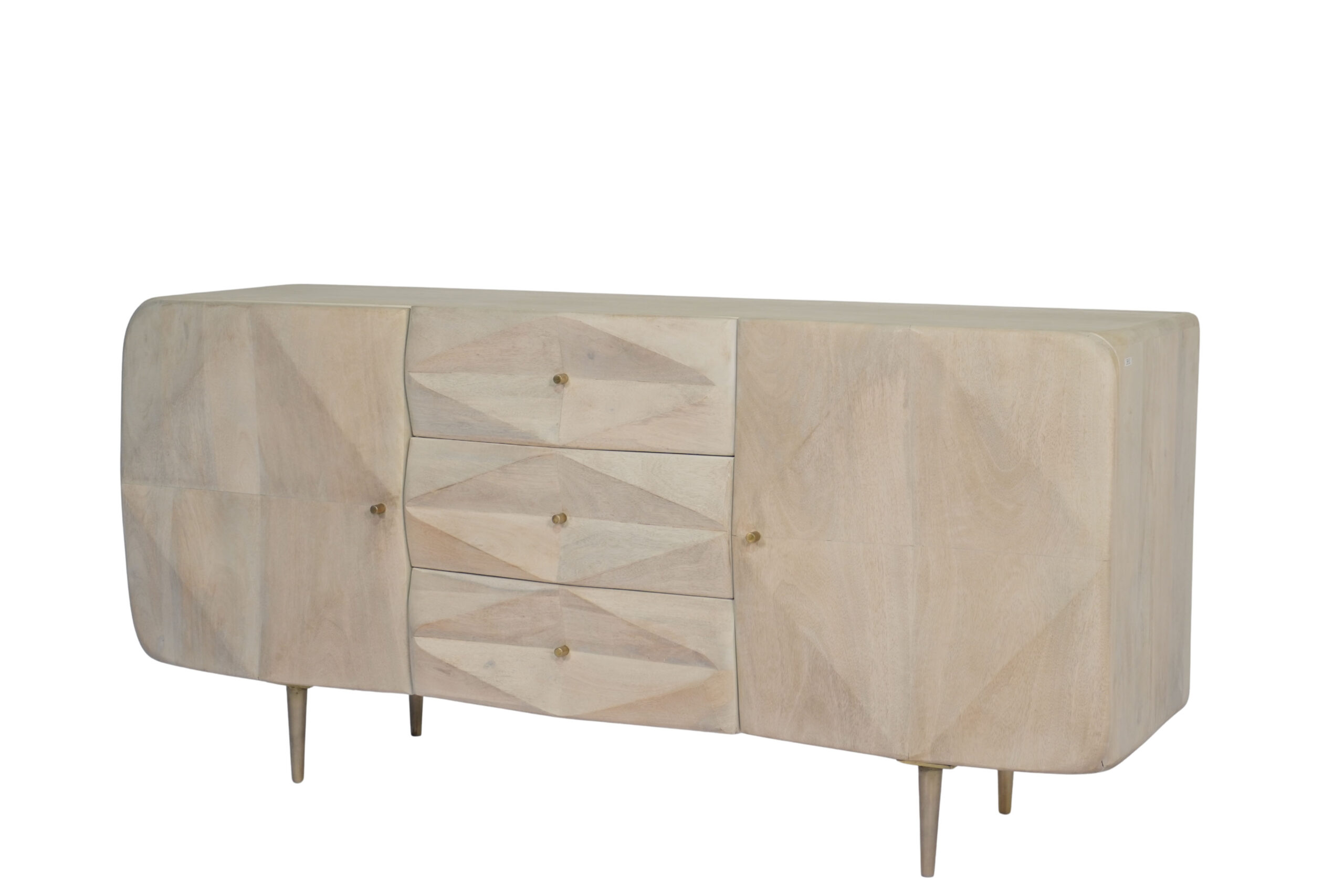 Wooden carved diamond design 3 drawer 2 door sideboard