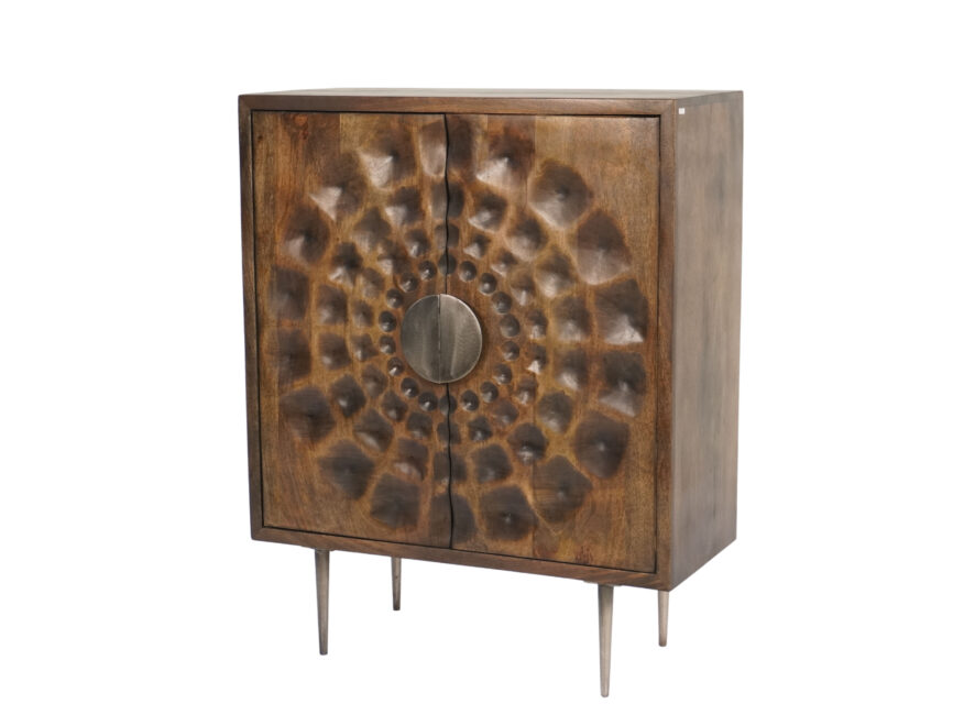 Wooden layer carved capsule shape cabinet