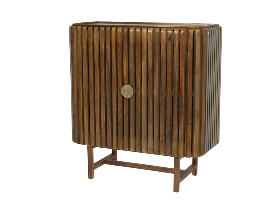 Wooden circle carved sunburst design 2 door cabinet