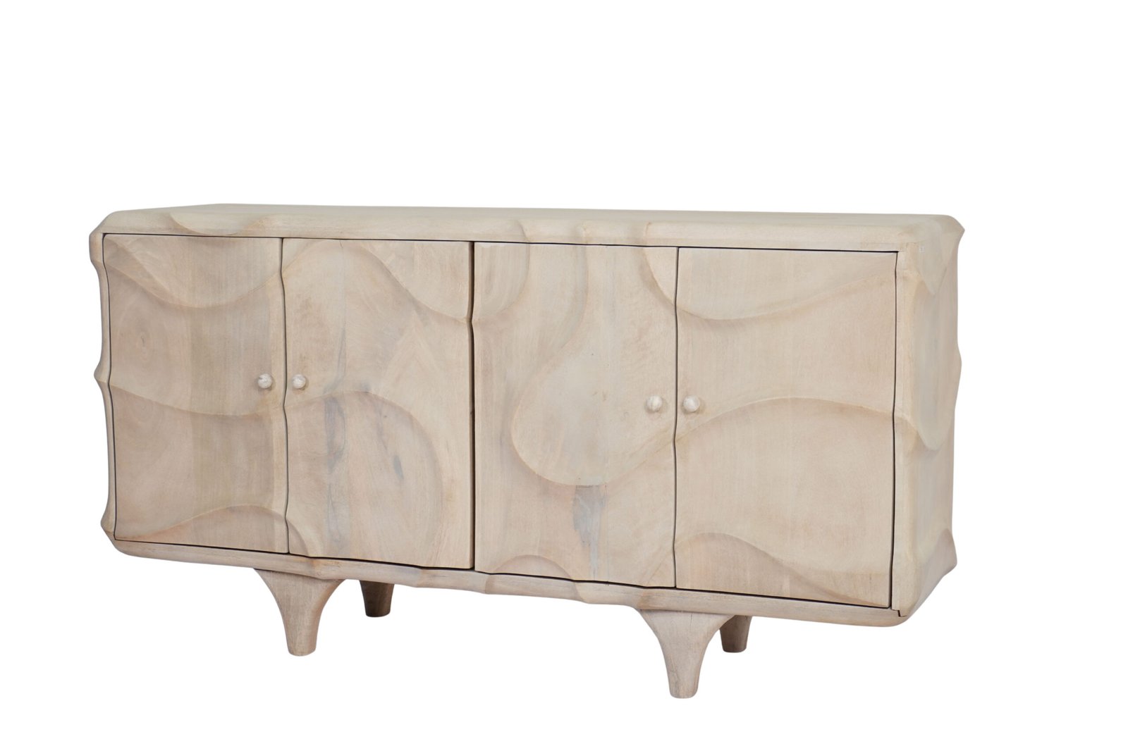 Wooden abstract carved 4 door sideboard