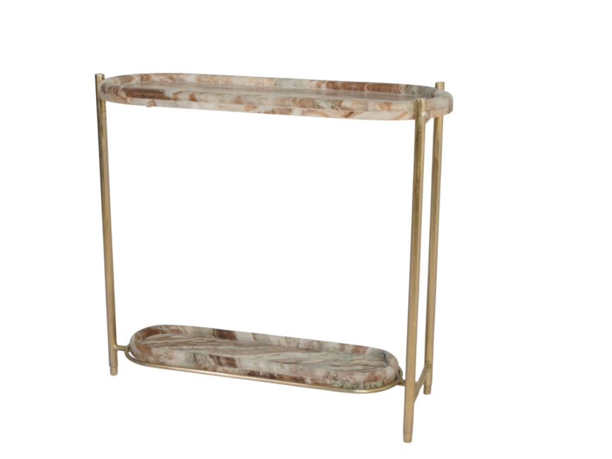 Iron forged console with marble tray tops