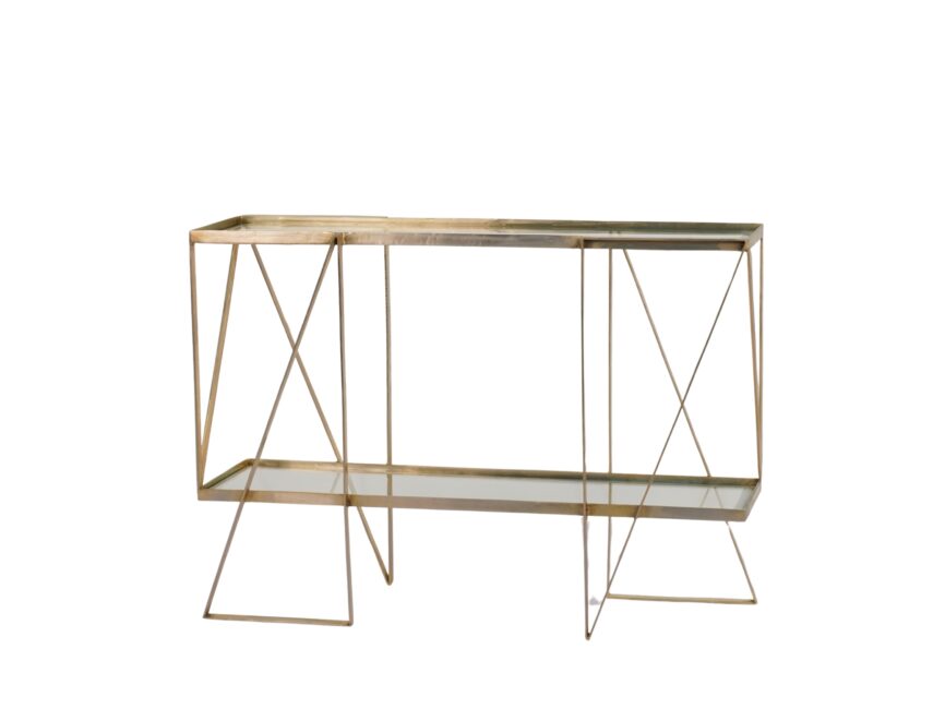 Iron forged grill design console with glass tops