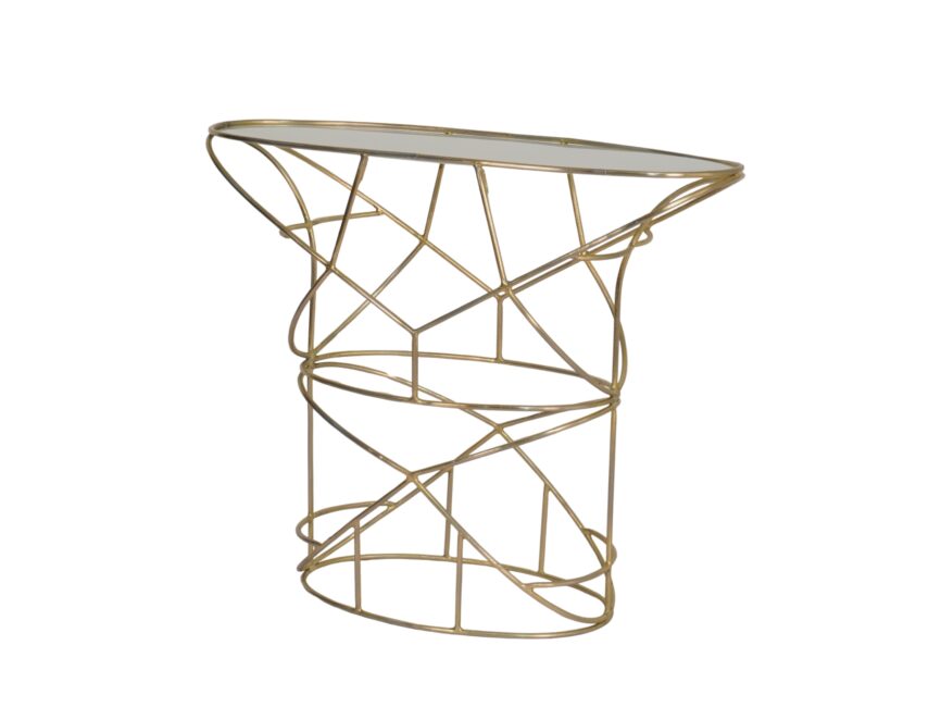 Iron Forged oval console with glass top