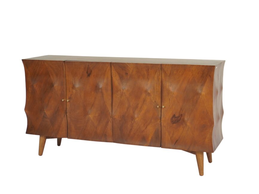 Wooden carved parqutery design 4 door sideboard