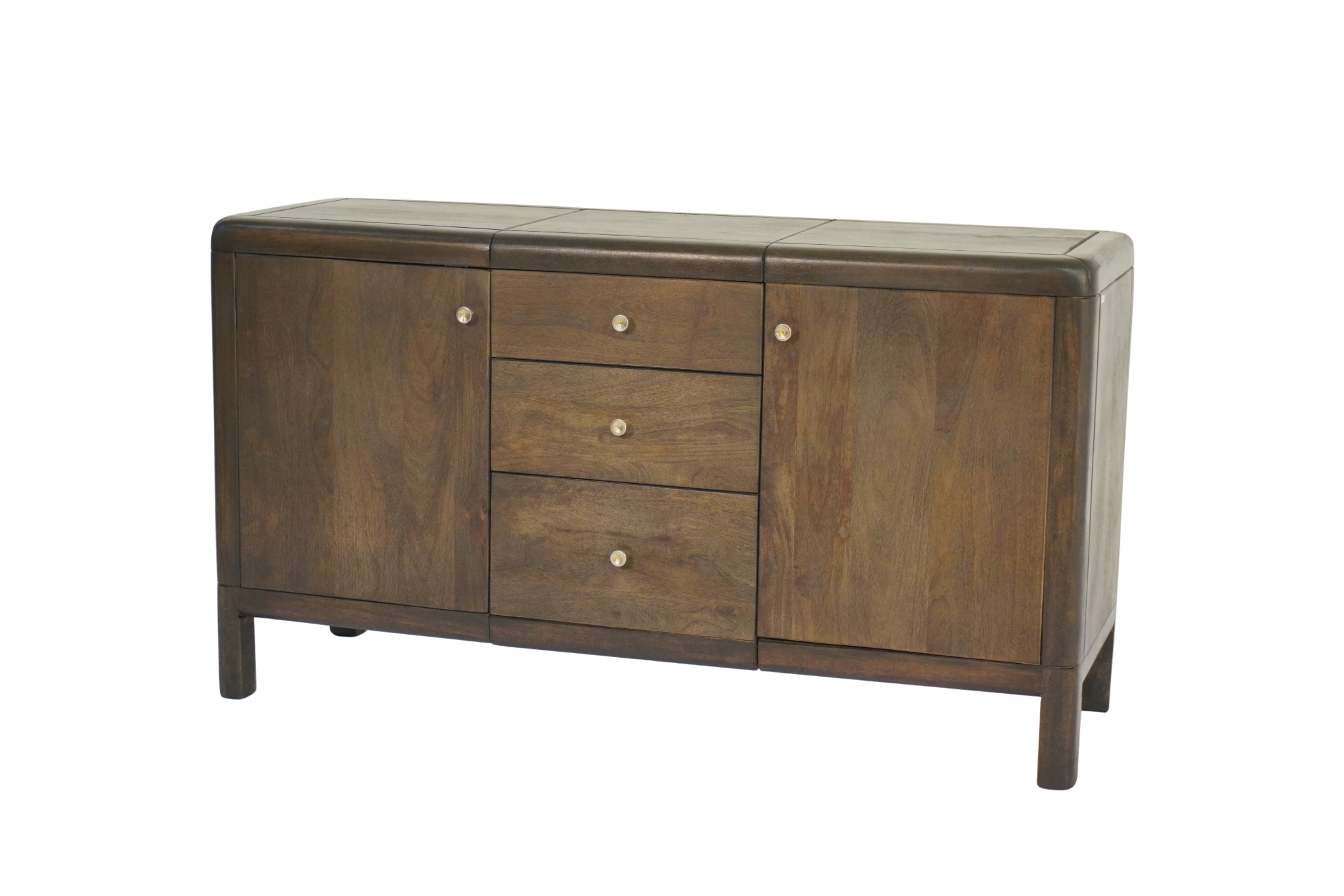 Wooden curved sideboard with 2 doors and 3 drawers