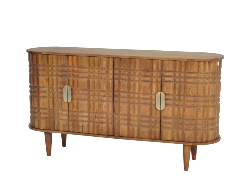 Wooden capsule share striped design 4 door sideboard