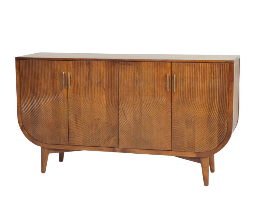 Wooden horseshoe design carved 4 door sideboard