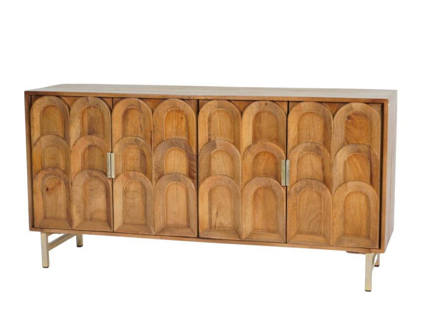 Wooden multi arch design 4 door sideboard