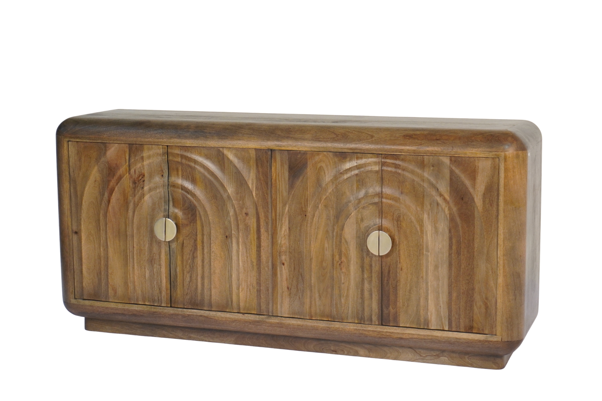 Wooden carved arch design sideboard on pedestal base
