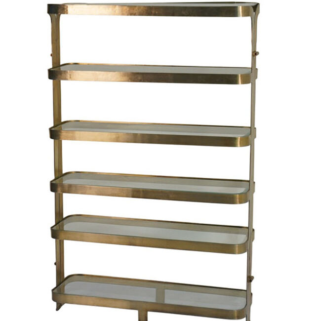 Iron Striped design tall shelf with glass tops