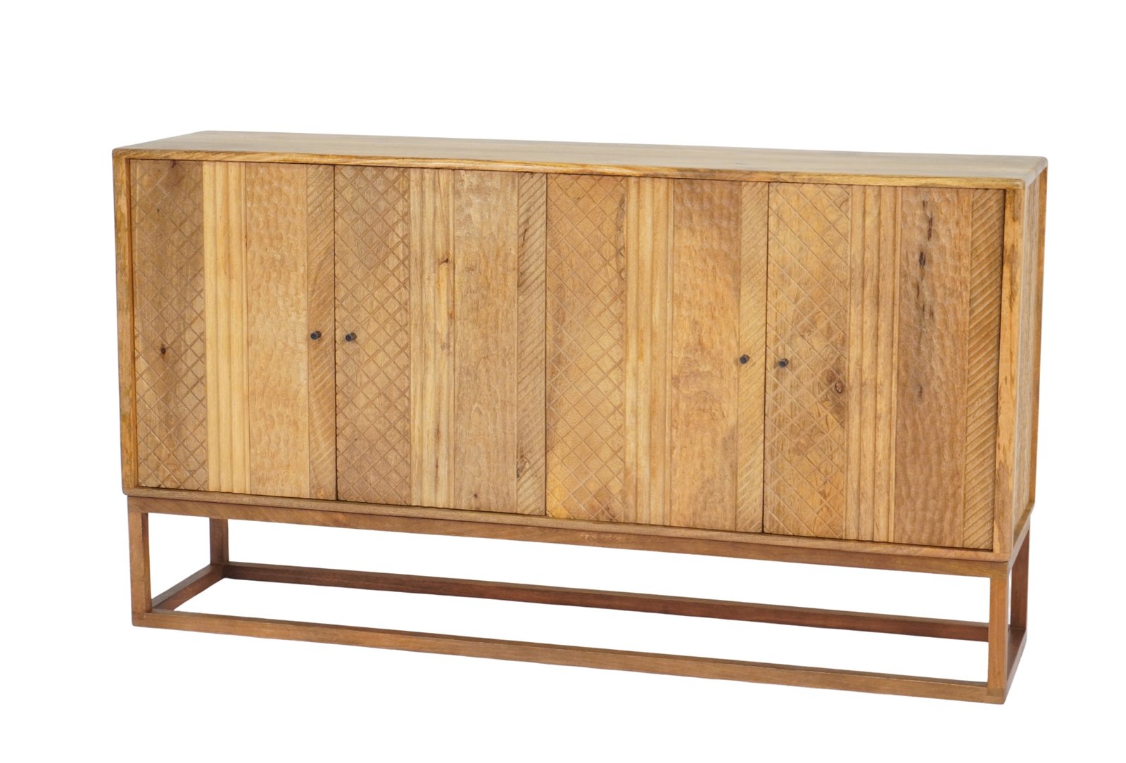 Wooden multi panel design 4 door sideboard