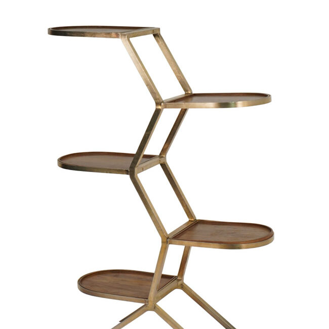 Iron branch design shelf with wooden tops