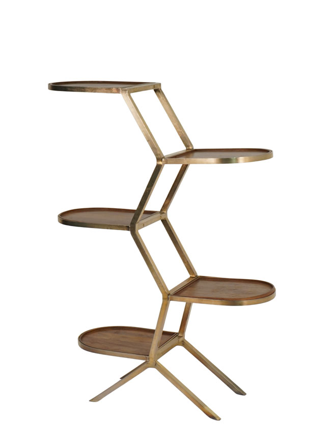 Iron branch design shelf with wooden tops