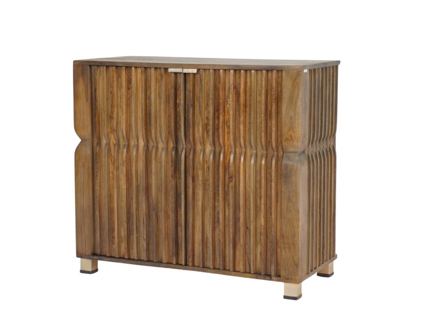 Wooden carved pillar design 2 door cabinet