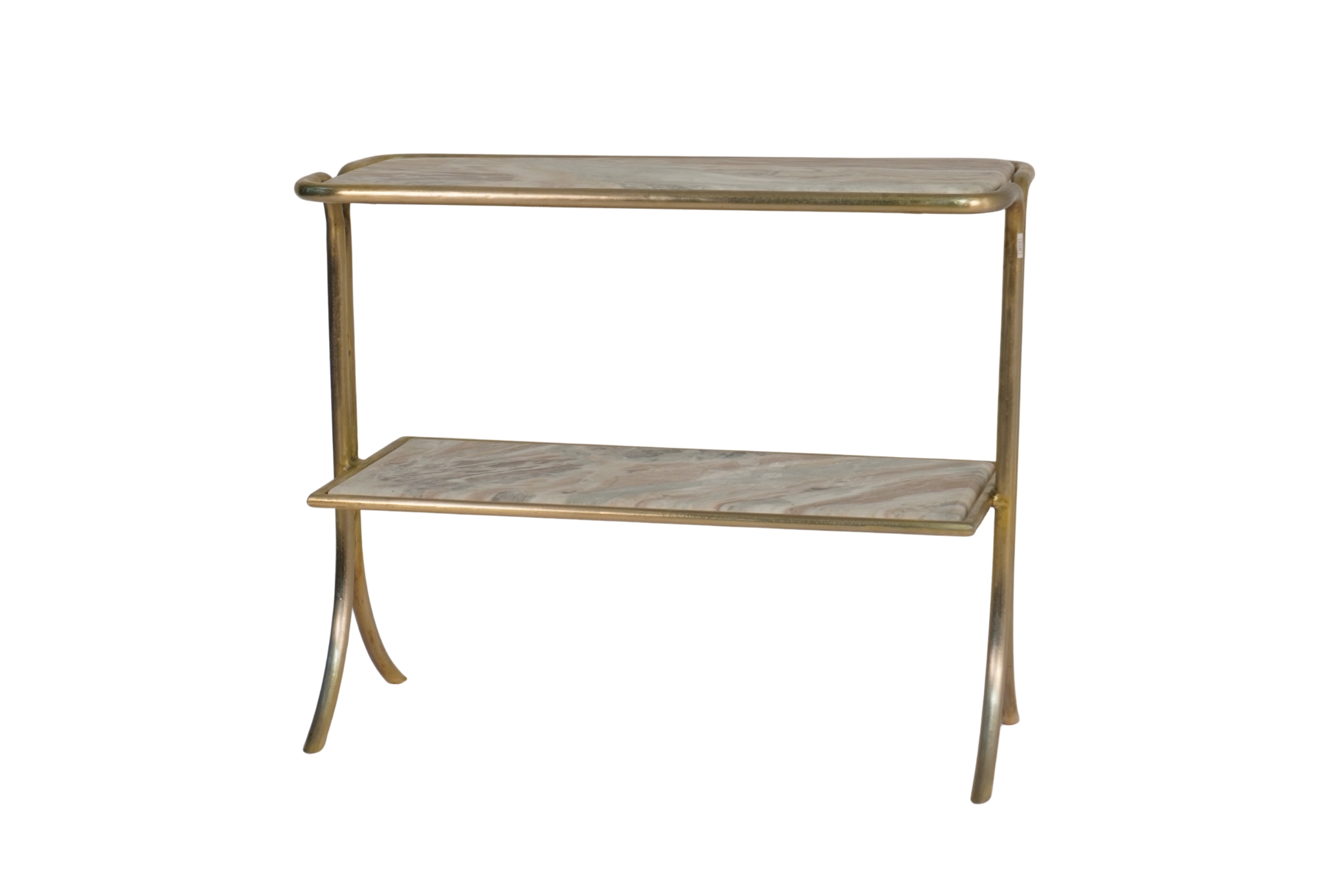 Iron forged twin marble shelf console