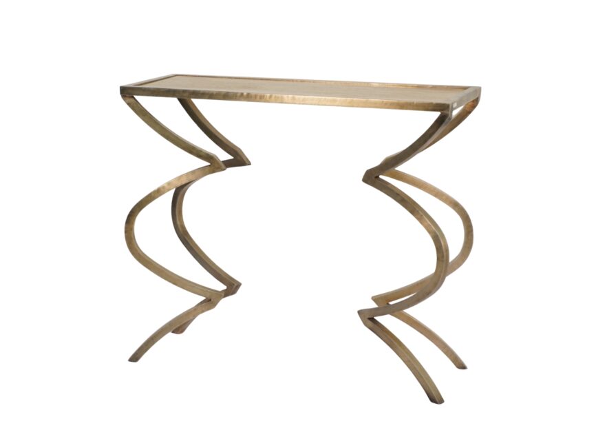 Iron  forged console with Italiand travertine stone top