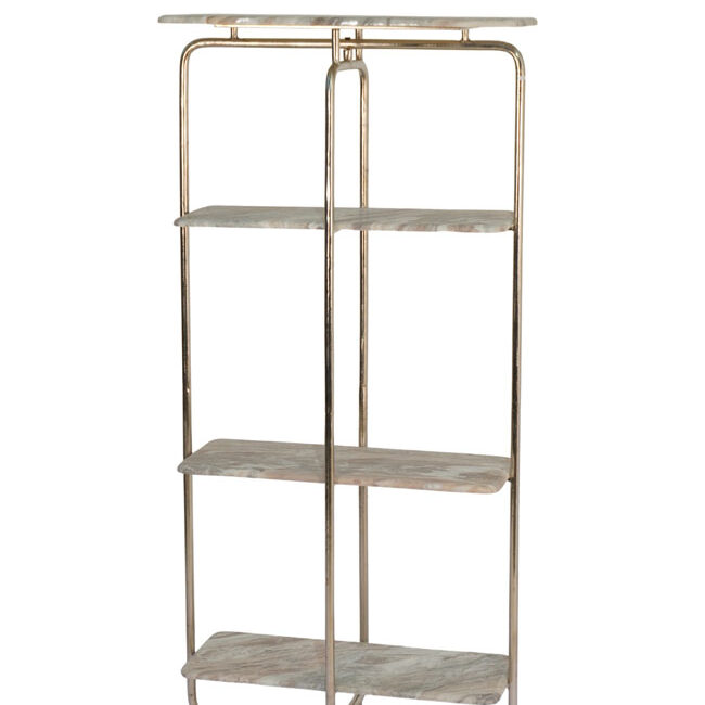 Iron forged tall shelf with marble tops