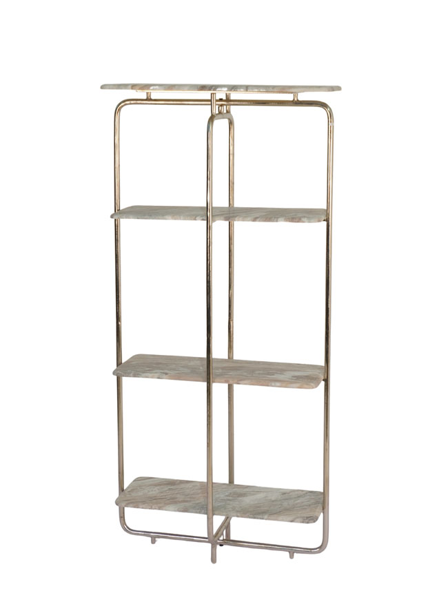 Iron forged tall shelf with marble tops