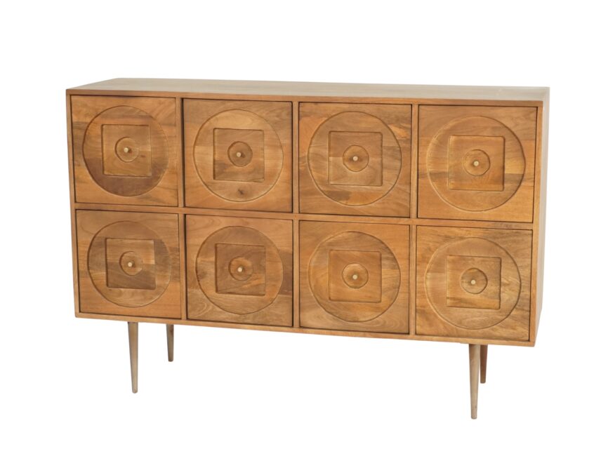Wooden step design 8 drawer sideboard