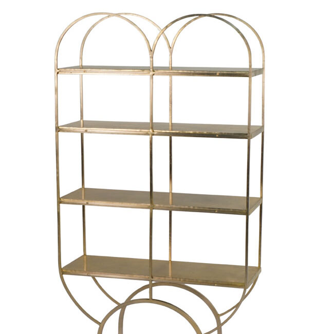 Iron arch design shelf with metal sheet tops