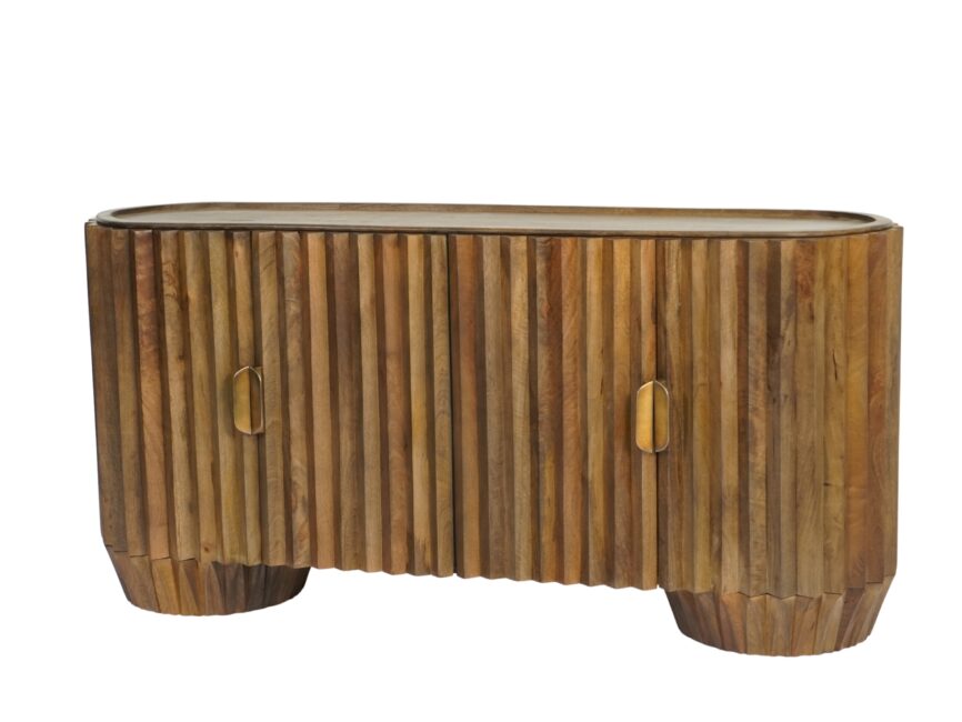 Wooden capsule shape sideboard with empadore marble top