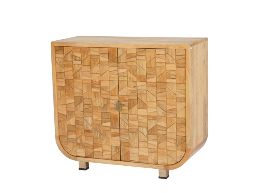 Wooden arch shape cabinet with parqutery design
