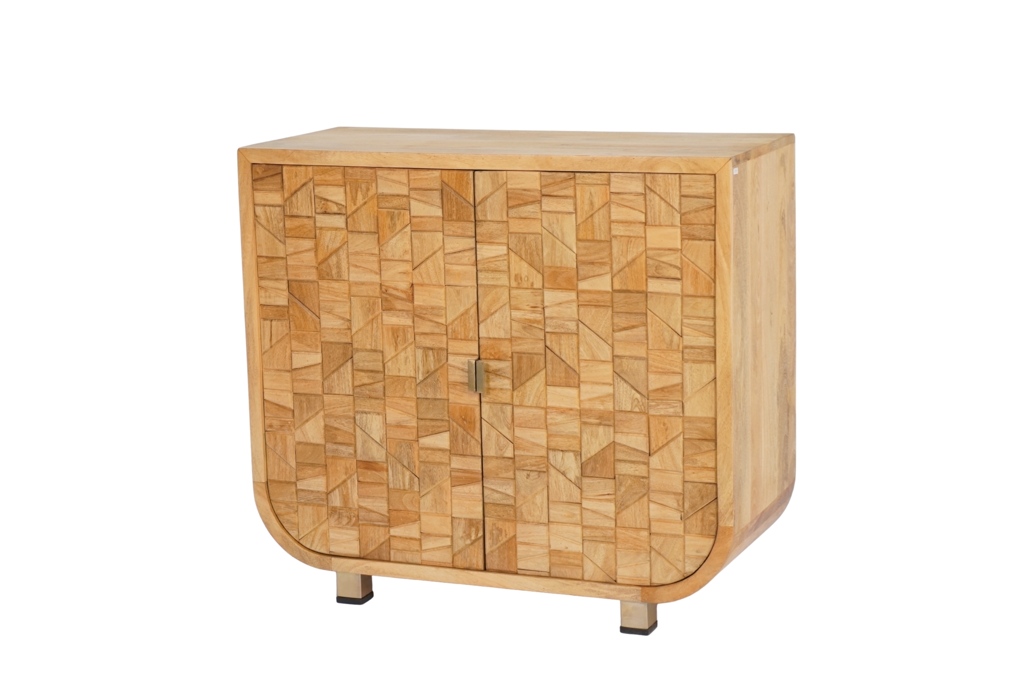 Wooden arch shape cabinet with parqutery design