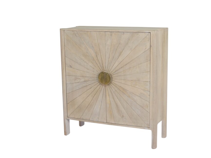 Wooden Brass inlay sunburst design cabinet